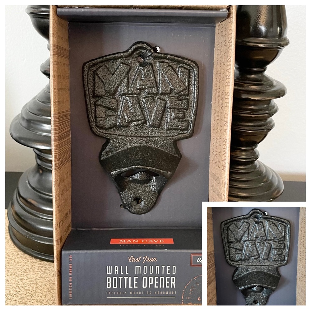 NWT Cast Iron MAN CAVE Wall Mounted Bottle Opener